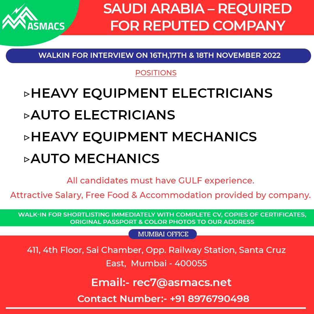 Required For Reputed Company Saudi Arabia Jobs In Saudi Arabia