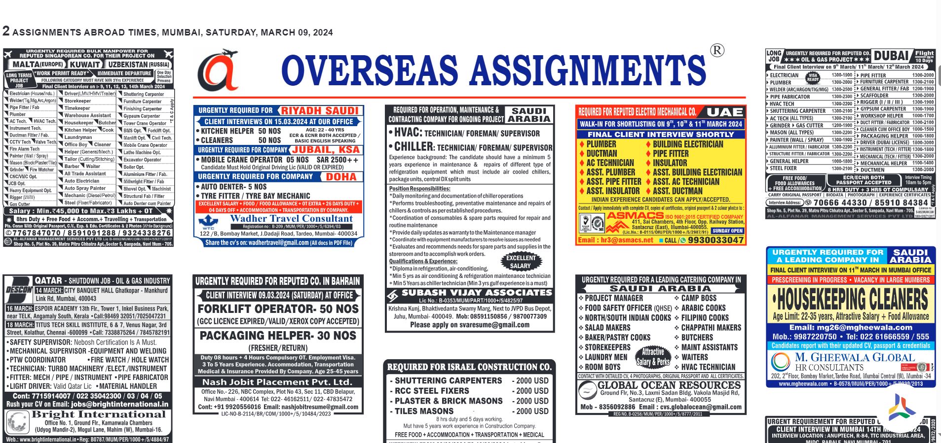 Assignment Abroad Times Th March Gulf Jobs Today