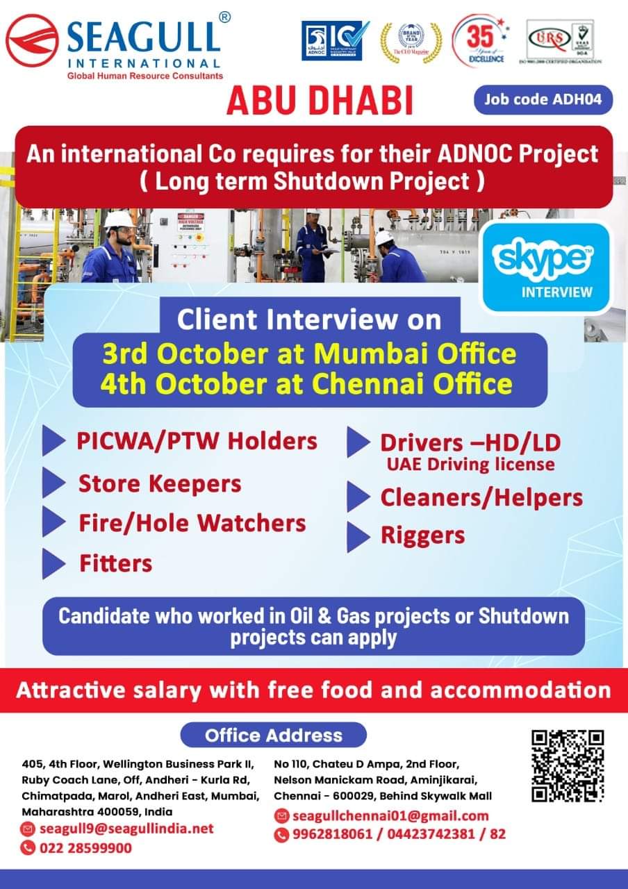 An international Co requires for their ADNOC Project
