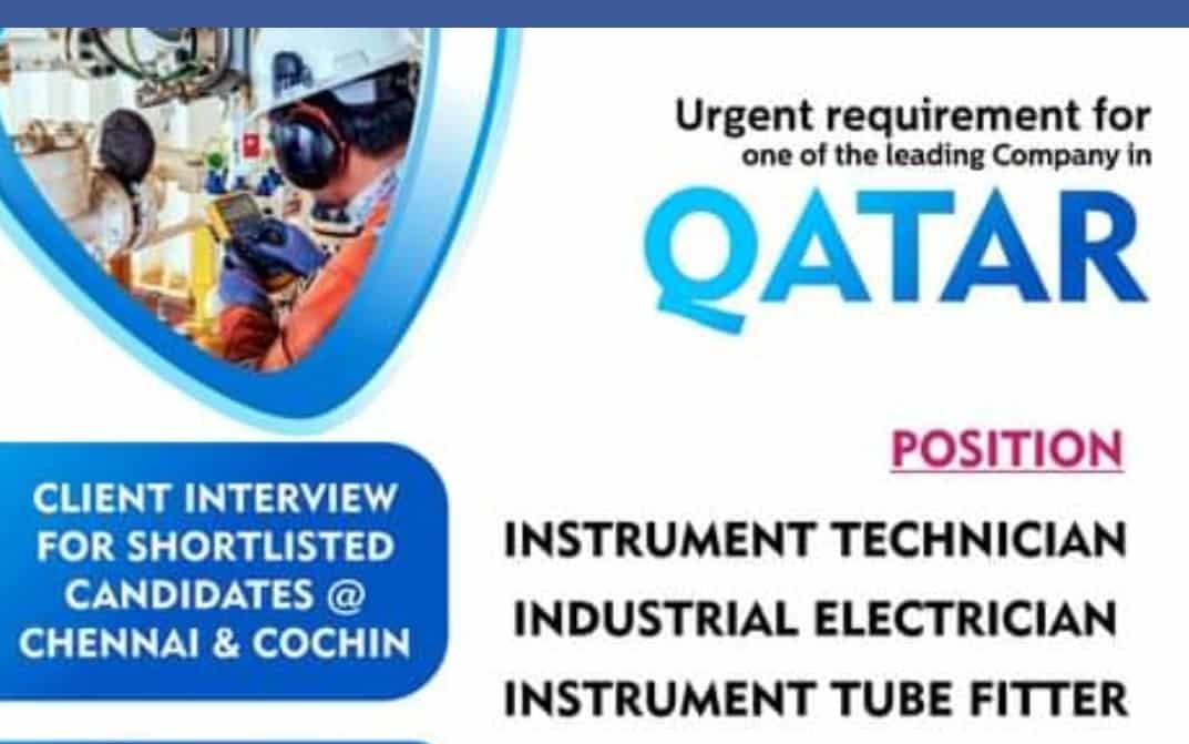 Urgent requirement for one of the leading Company in QATAR