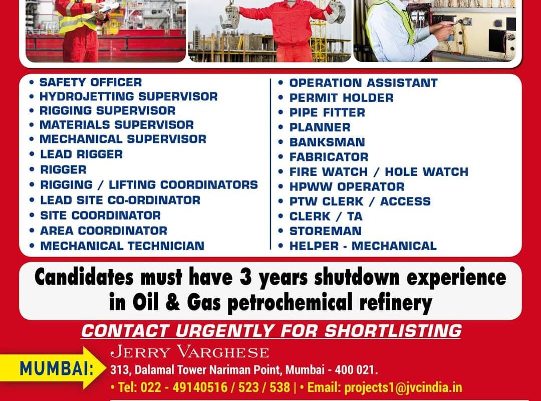 QATAR URGENTLY REQUIRED FOR SHUTDOWN PROJECT — Jobs in Qatar