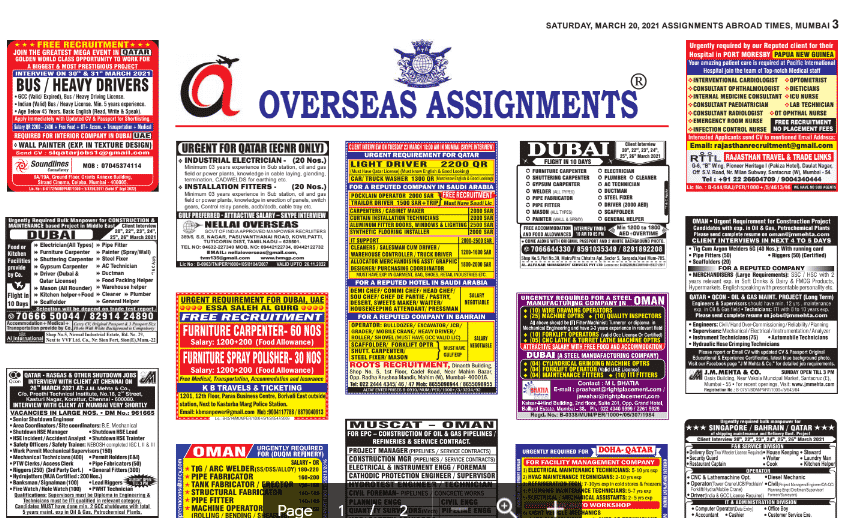 Assignment Abroad Times 20th March 2021