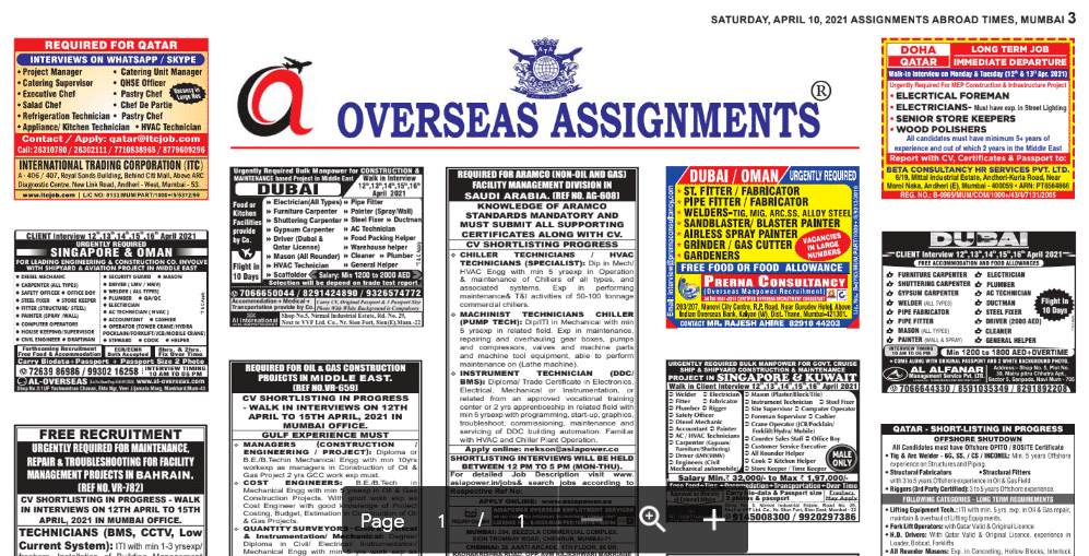Assignment Abroad Times 22nd May 2021