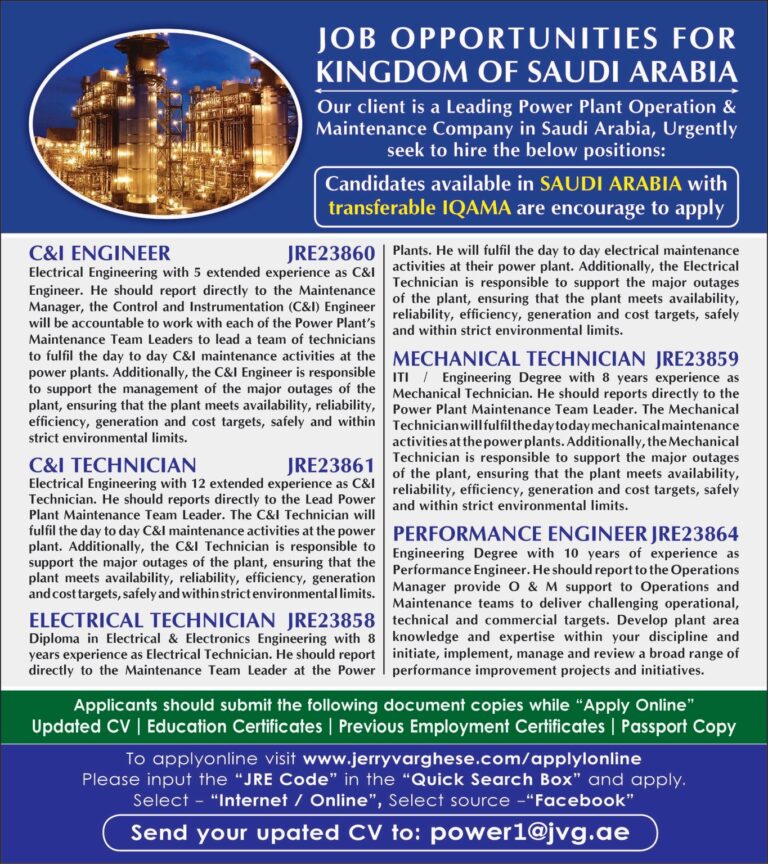 Jobs in saudi Arabia