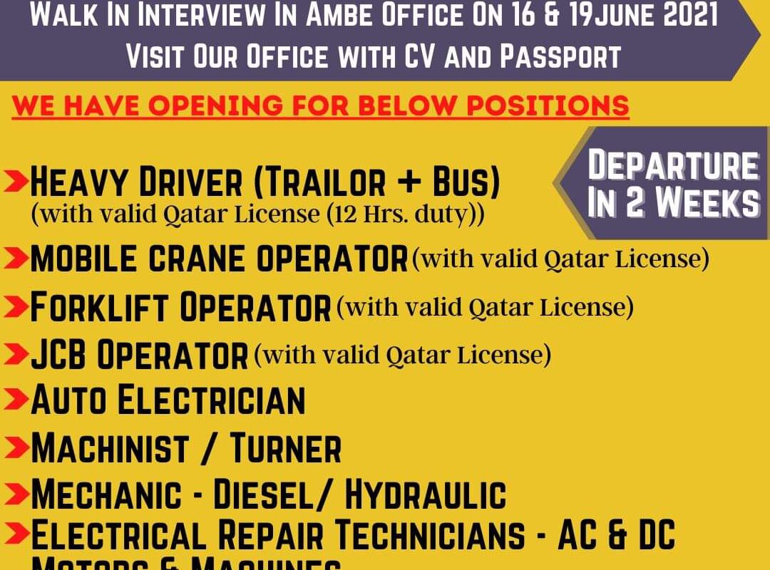 Required for Qatar — Jobs in Qatar