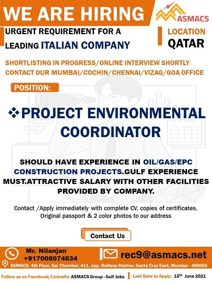 URGENT REQUIREMENT FOR QATAR — Jobs In Qatar