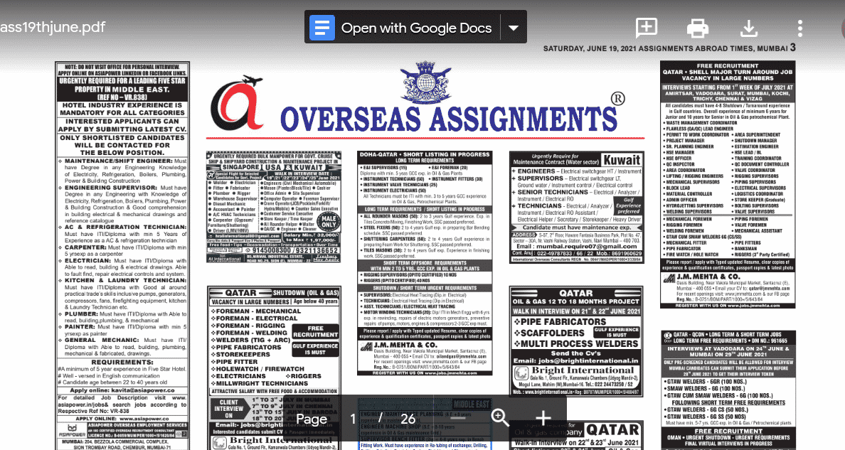 Assignment Abroad Times 28th July 2021