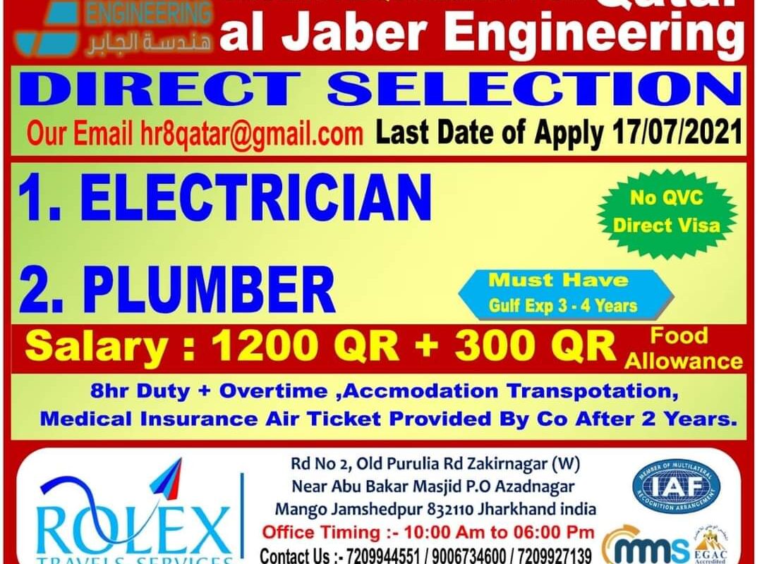 URGENT REQUIREMENT FOR Qatar — Jobs in Qatar