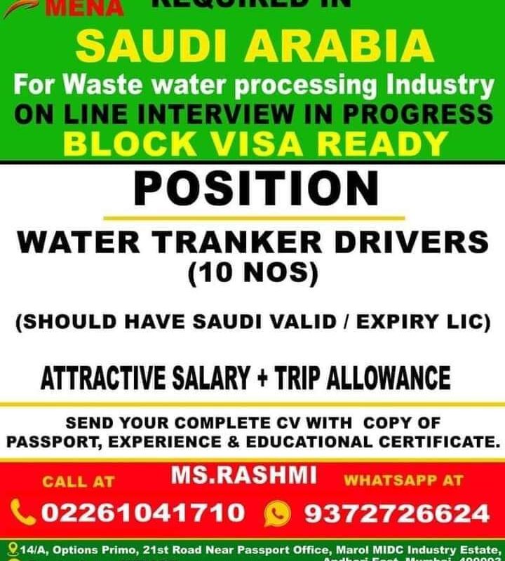 Required for Saudi Arabia — Jobs in Saudi Arabia