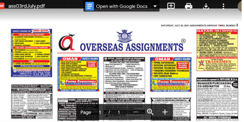 Assignment Abroad Times 03rd July 2021
