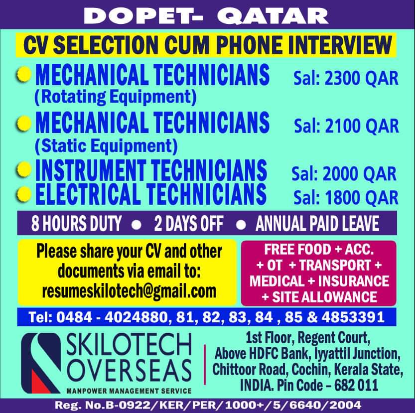 Required for DOPET QATAR — Jobs in Qatar
