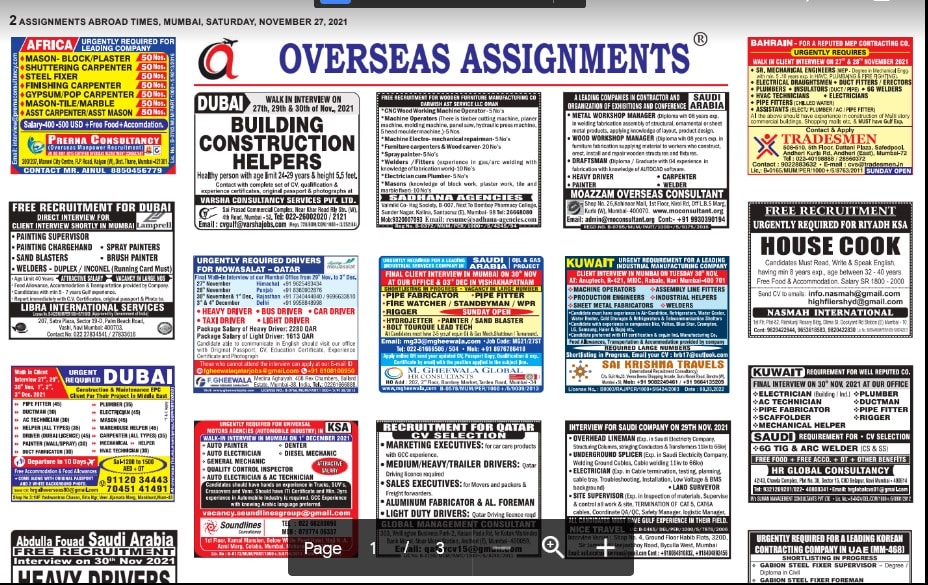 Assignment Abroad Times 27th November 2021