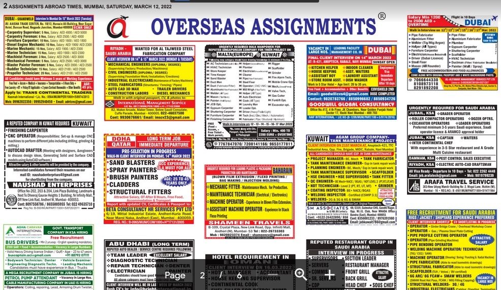 Assignment Abroad Times 12th March 2022