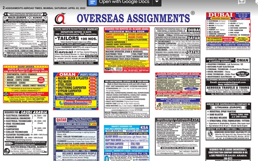 Assignment Abroad Times 02nd April 2022
