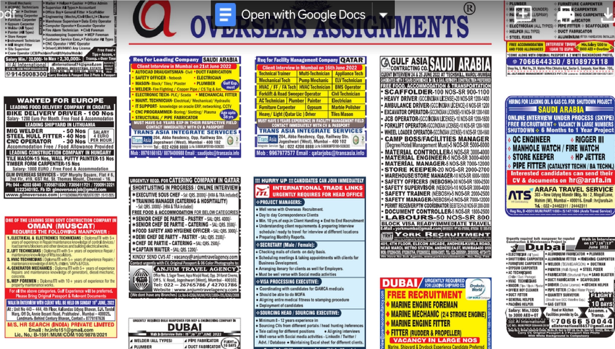 assignment abroad times 15th June 2022