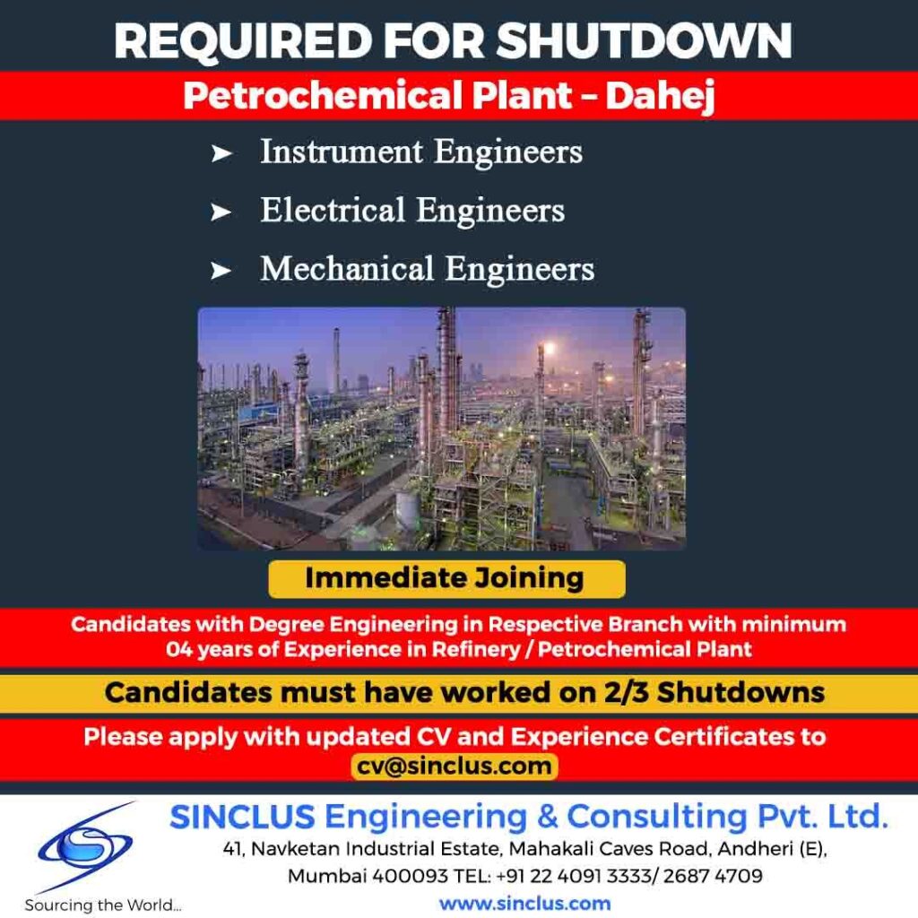 REQUIRED FOR SHUTDOWN Petrochemical Plant - DaheJ — Oil & Gas Jobs