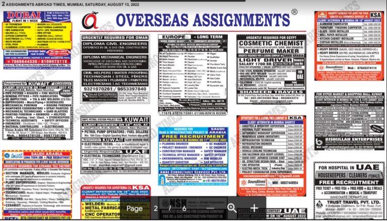 assignment abroad times 13th august 2022