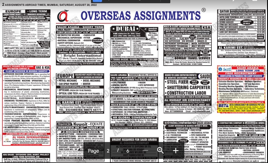 assignment abroad times 20th august 2022