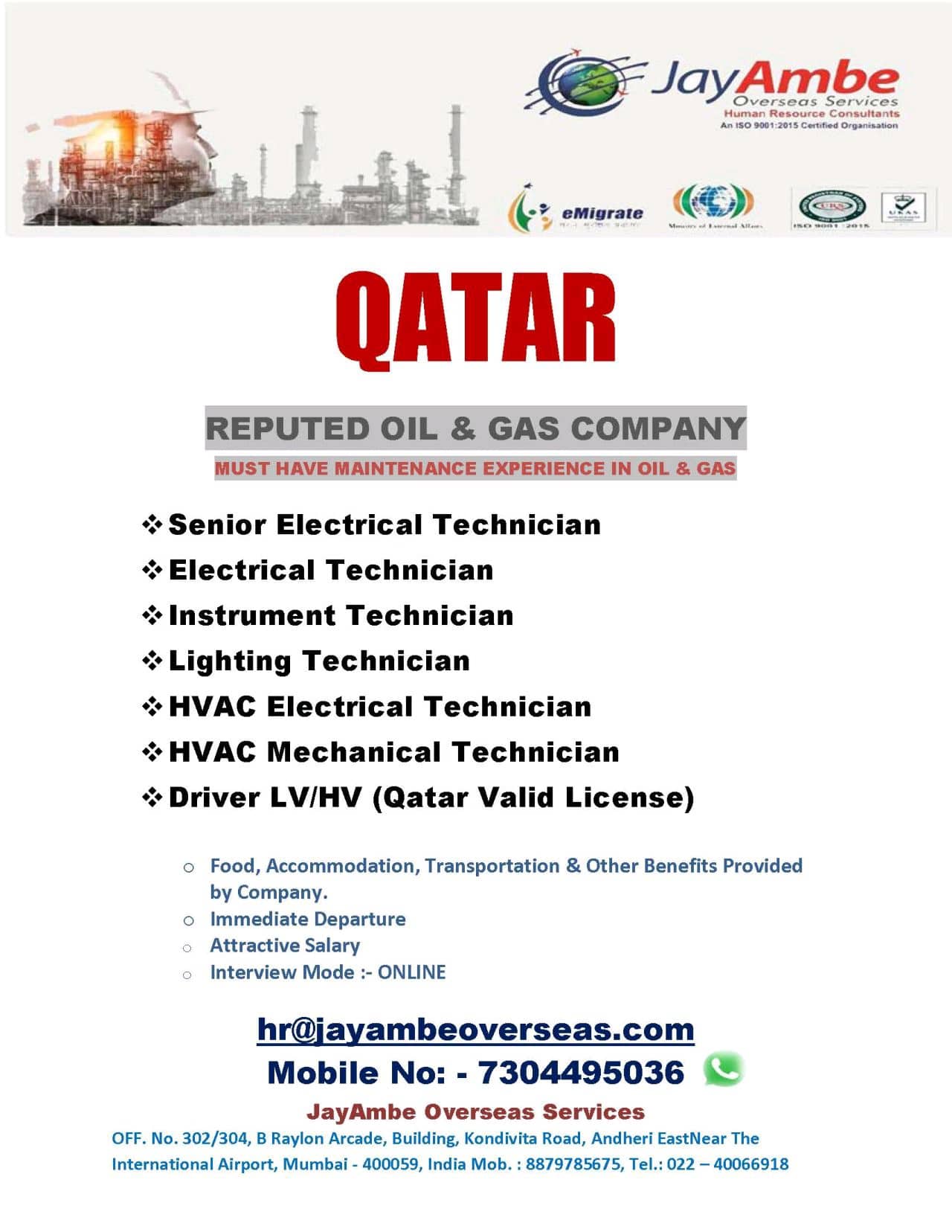 REPUTED OIL & GAS COMPANY QATAR — Jobs in Qatar