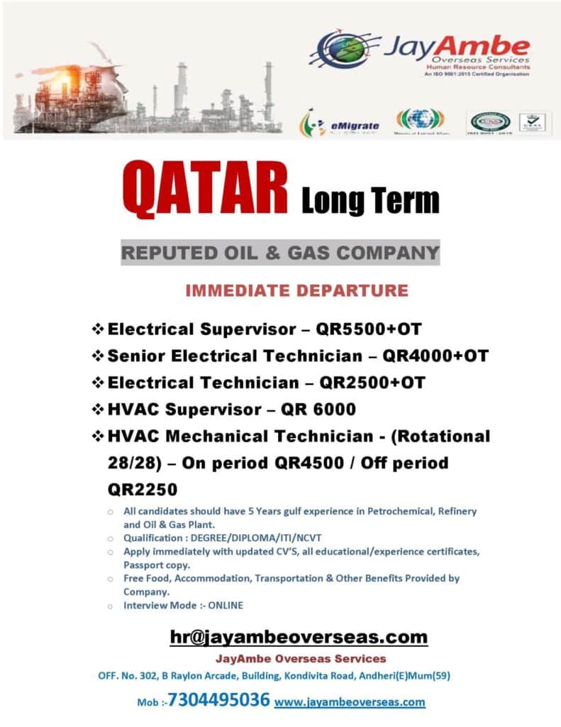 QATAR Long Term REPUTED OIL & GAS COMPANY — Jobs in Qatar