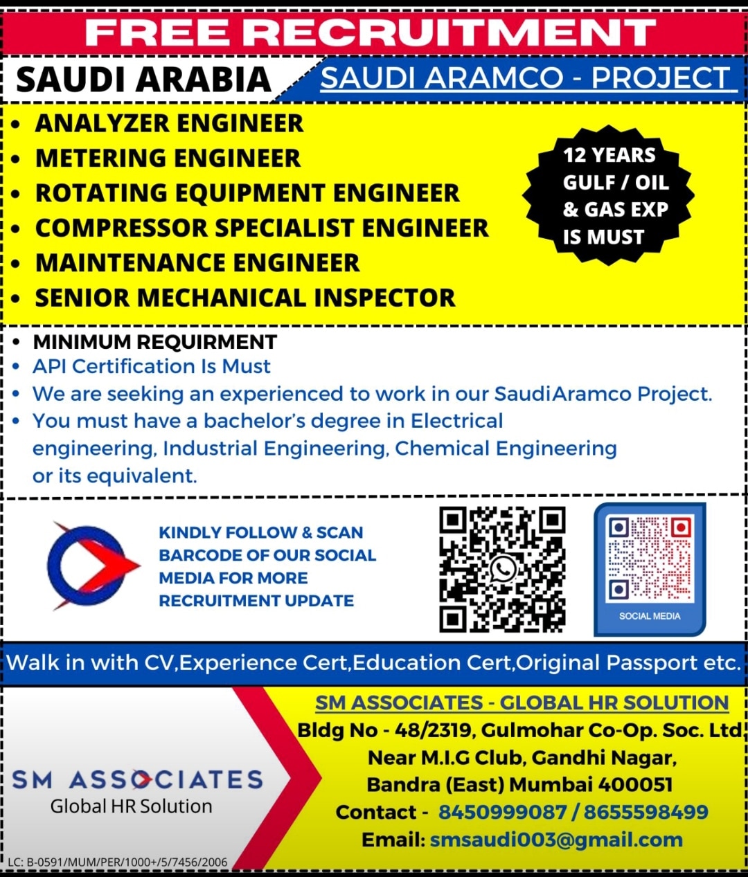 FREE RECRUITMENT SAUDI ARABIA SAUDI ARAMCO PROJECT — Jobs in Saudi Arabia