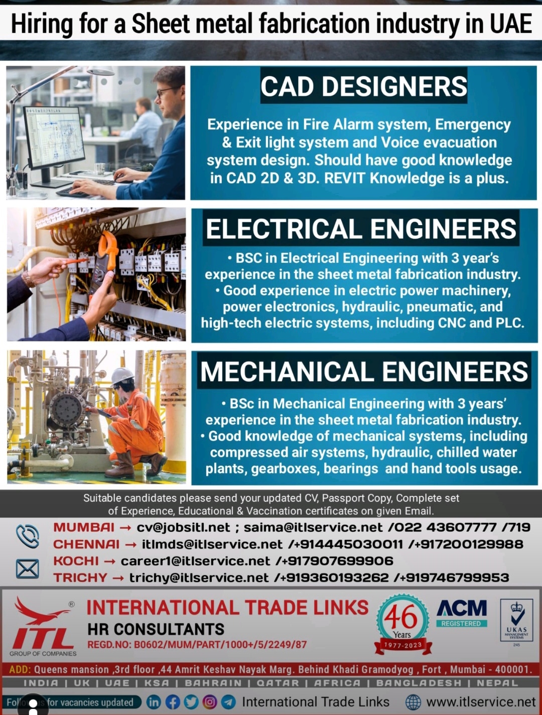 Hiring for a Sheet metal fabrication industry in UAE — jobs in UAE