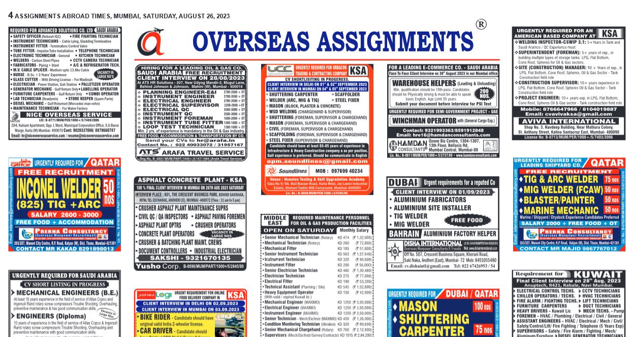 assignment abroad times 26th August 2023