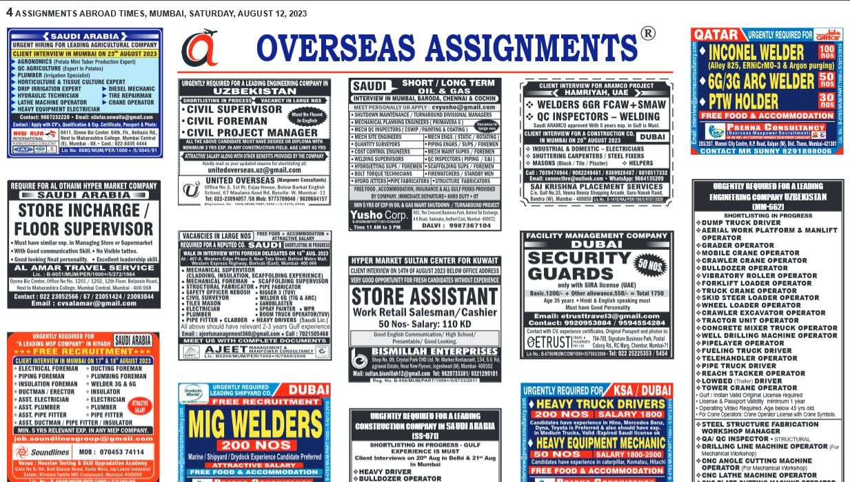 assignment abroad times 12th august 2023