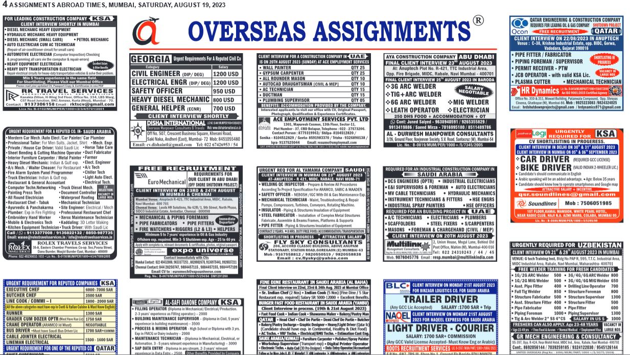 assignment abroad times 19th august 2023