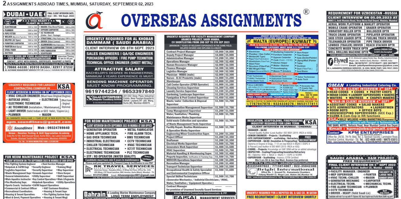assignment abroad times 02nd September 2023