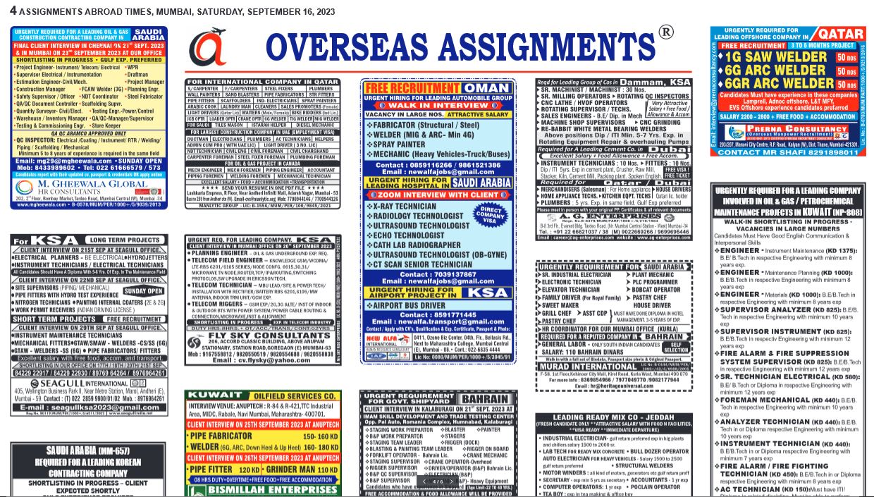 assignment abroad times 16th September 2023