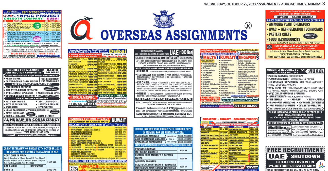 assignment abroad times 25th October 2023