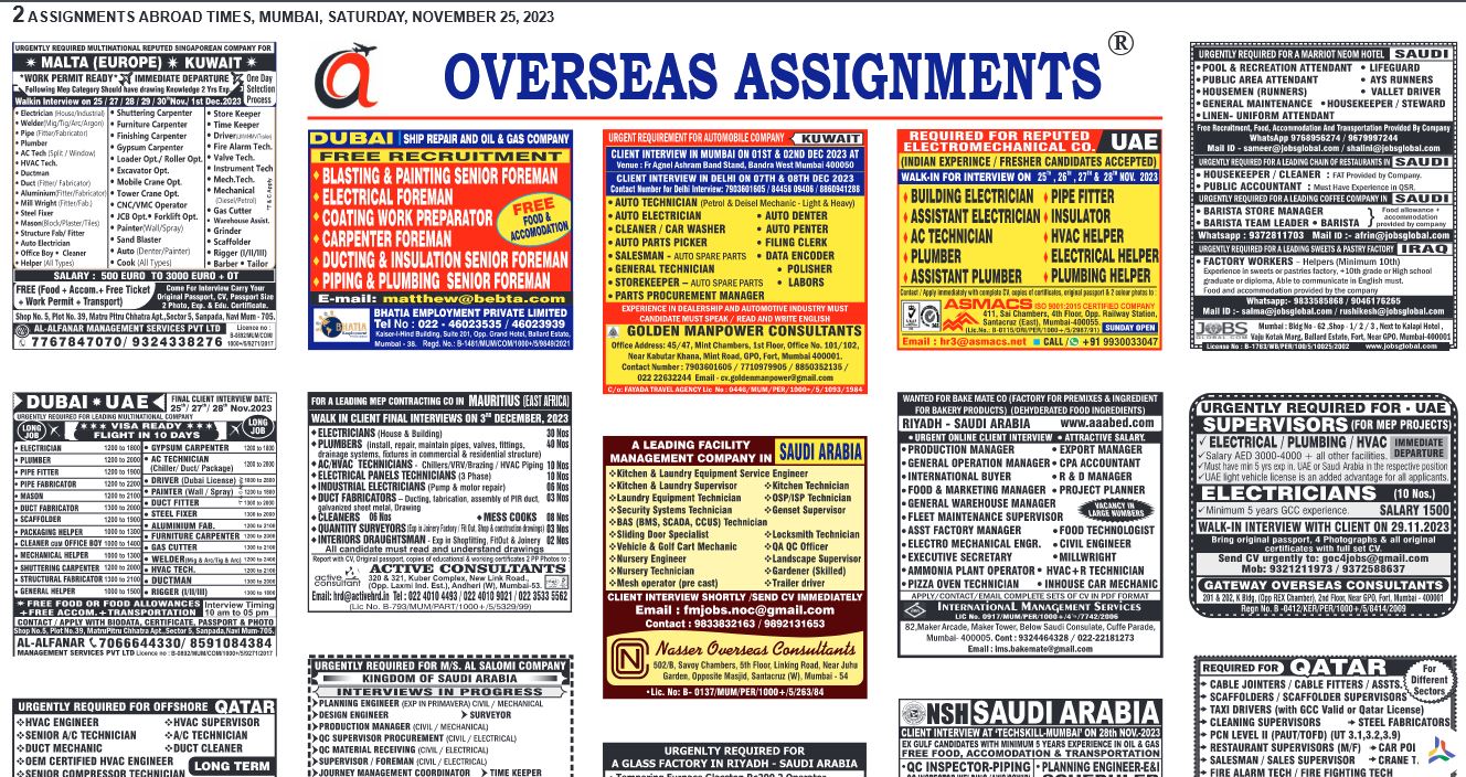 assignment abroad times 25th Nov 2023