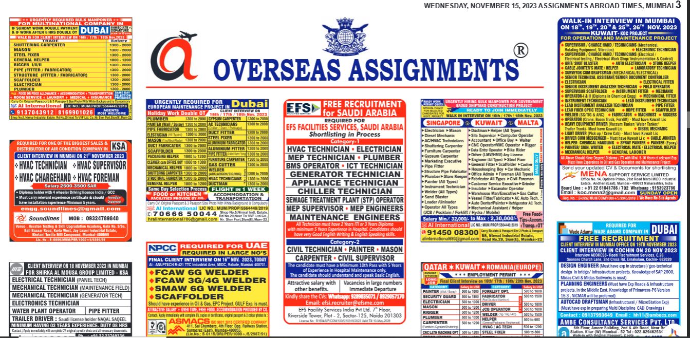 assignment abroad times 15th Nov 2023