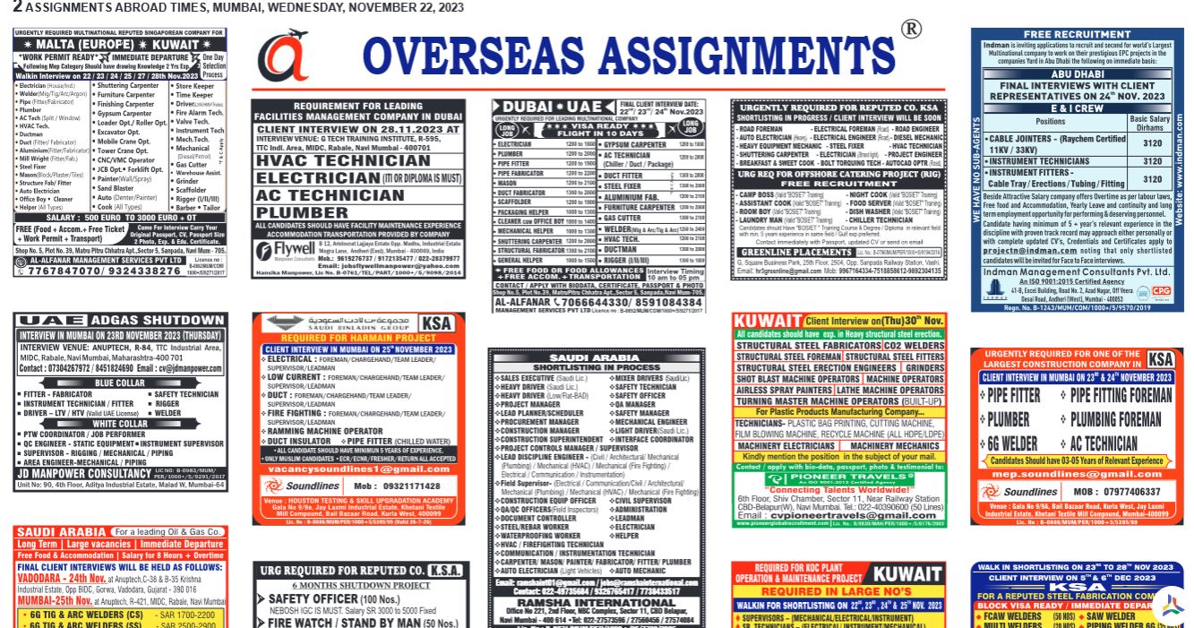 assignment abroad times 22nd November 2023