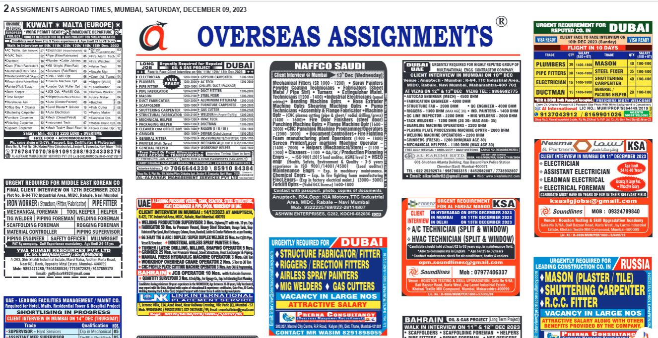 assignment abroad times 09th December 2023