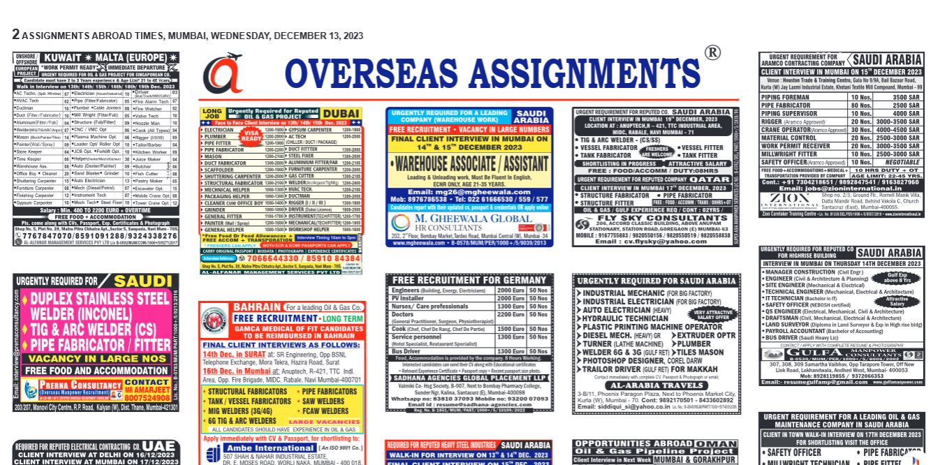 assignment abroad times 13th December 2023
