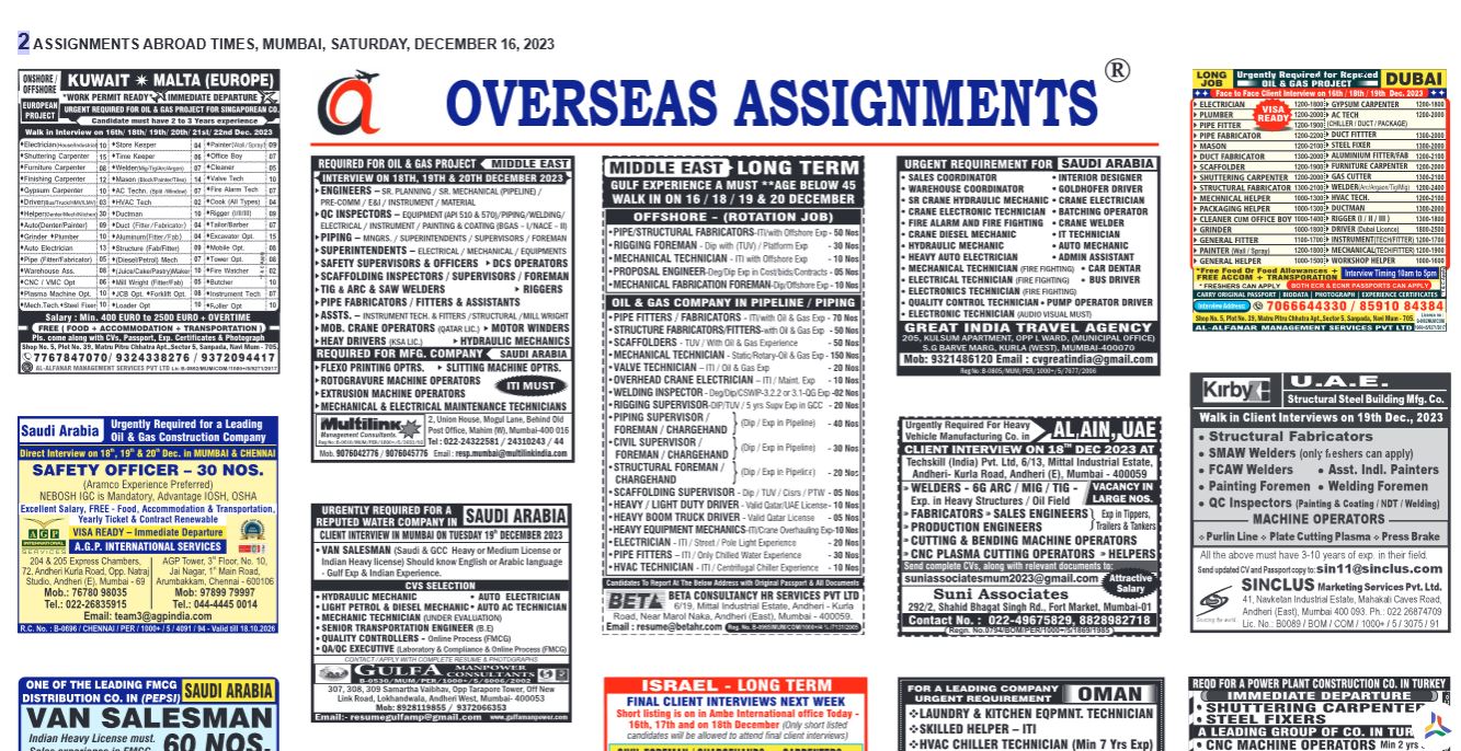 assignment abroad times 16th December 2023