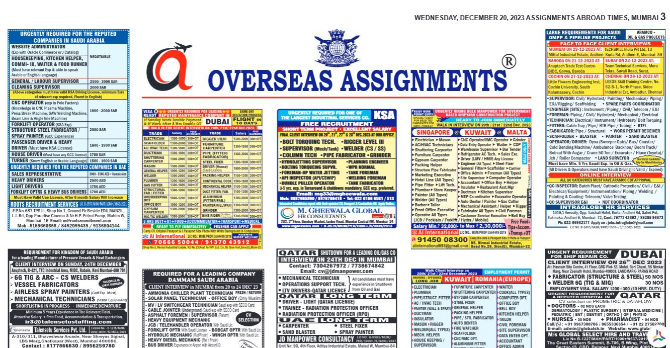 assignment abroad times 20th December 2023