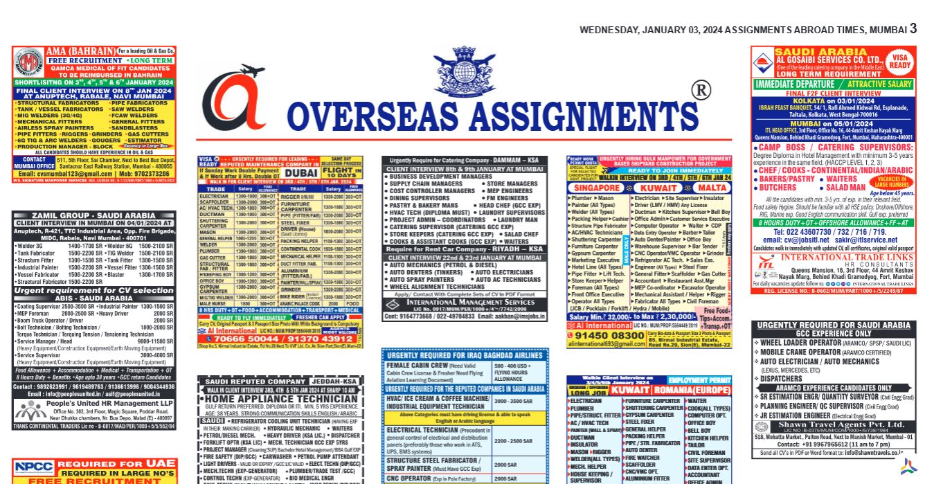 assignment abroad times 03rd January 2024