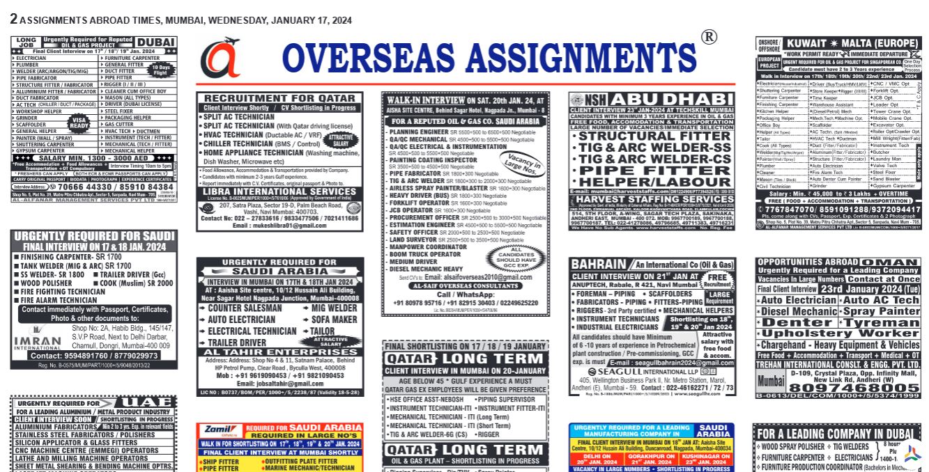 Assignment Abroad Times 17th January 2023