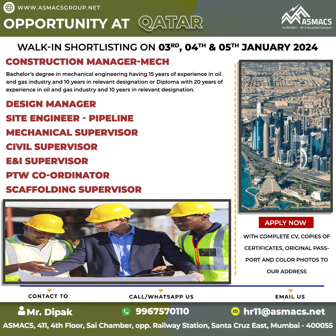 OPPORTUNITY AT QATAR Jobs In Qatar   1704263399398 