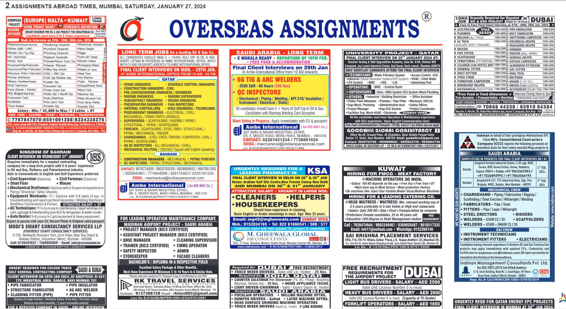 assignment abroad times 27th January 2024