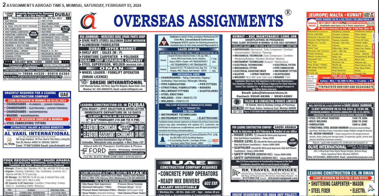 assignment abroad times 03rd February 2024