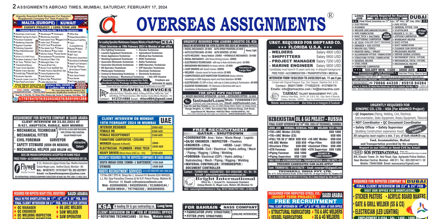 assignment abroad times 17th February 2024