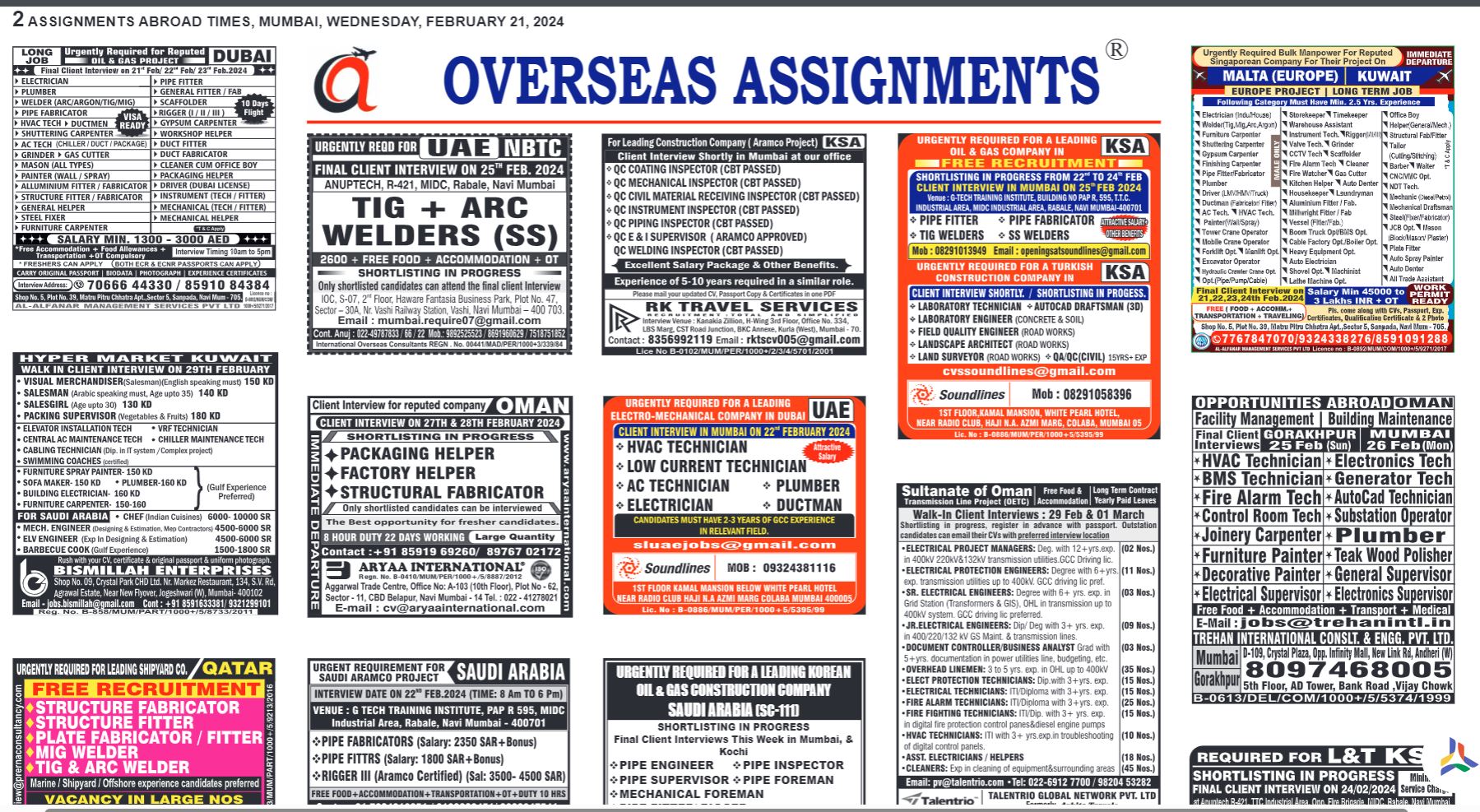 assignment abroad times 21st February 2024