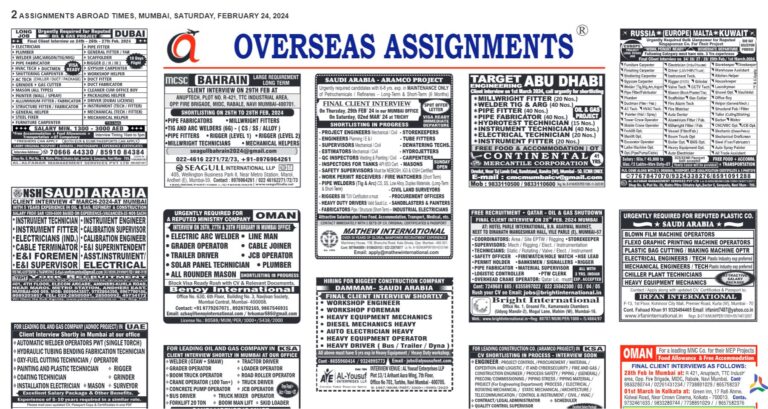 assignment abroad times 24th February 2024