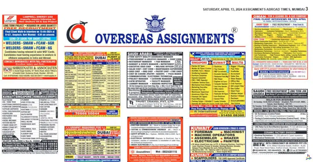 assignment abroad times 13th April 2024 download
