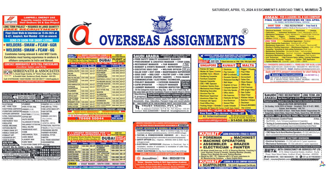 assignment abroad times 13th April 2024 download