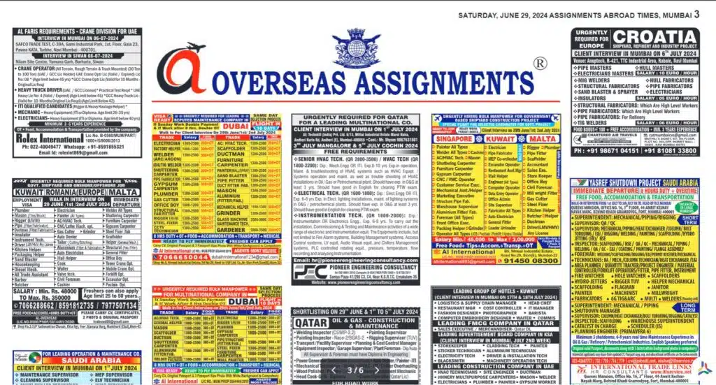 assignment abroad times 29th June 2024